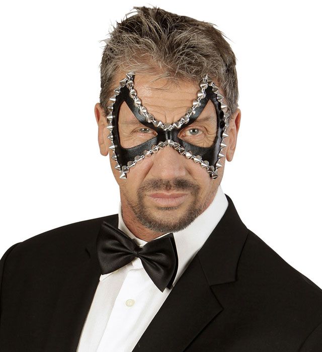 Schwarze Unisex Augenmaske mit Nieten für Fasnacht und Karneval