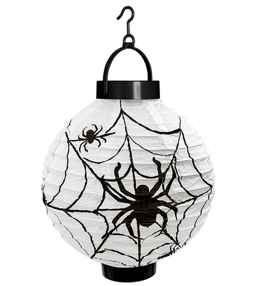 LED Spinnennetz Lampion 20 cm beleuchtet für Fasnacht und Halloween Dekoration