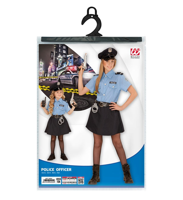 Polizistin Kostüm bestehend aus Bluse, Rock, Gürtel und Mütze für Fasnacht