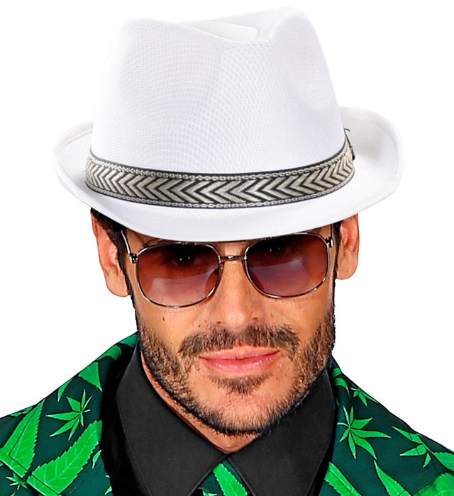 Weisser Fedora Panama Hut für Fasnacht und Mottopartys