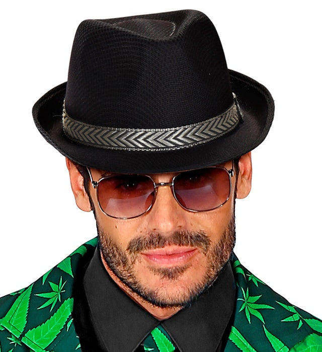 Schwarzer Fedora Panama Hut für Fasnacht und Mottopartys