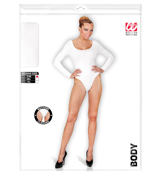 Weisser Body mit Knöpfen für Fasnachts- und Halloweenkostüme