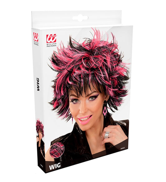 Steamy Perücke in Schwarz-Pink auf weissem Hintergrund