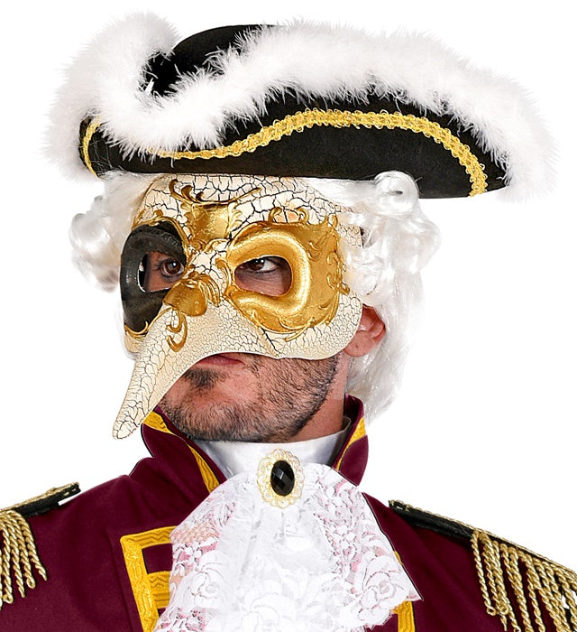 Venezianische Maske Deluxe mit langer Nase in klassischem Design