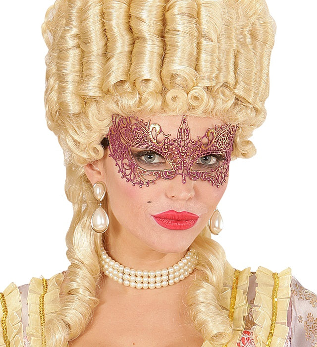 Violette Augenmaske aus feiner Spitze für Fasnacht