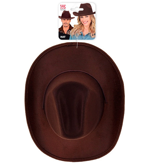 Brauner Cowboyhut aus gebürstetem Filz für Fasnacht und Karneval