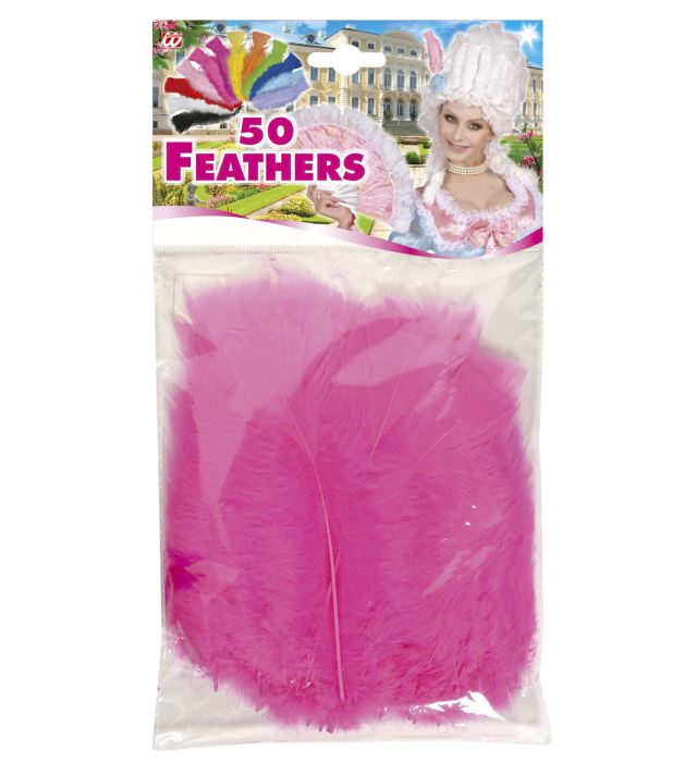 50 rosa Federn ca. 10 cm Länge als Dekoration für Fasnacht und Mottoparty