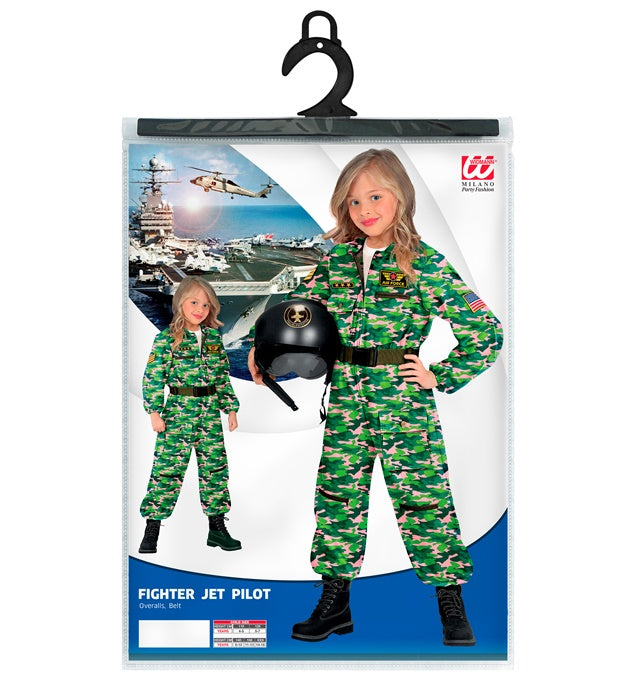 Kampfjetpilotin Kostüm Overall mit Gürtel für Fasnacht und Mottopartys