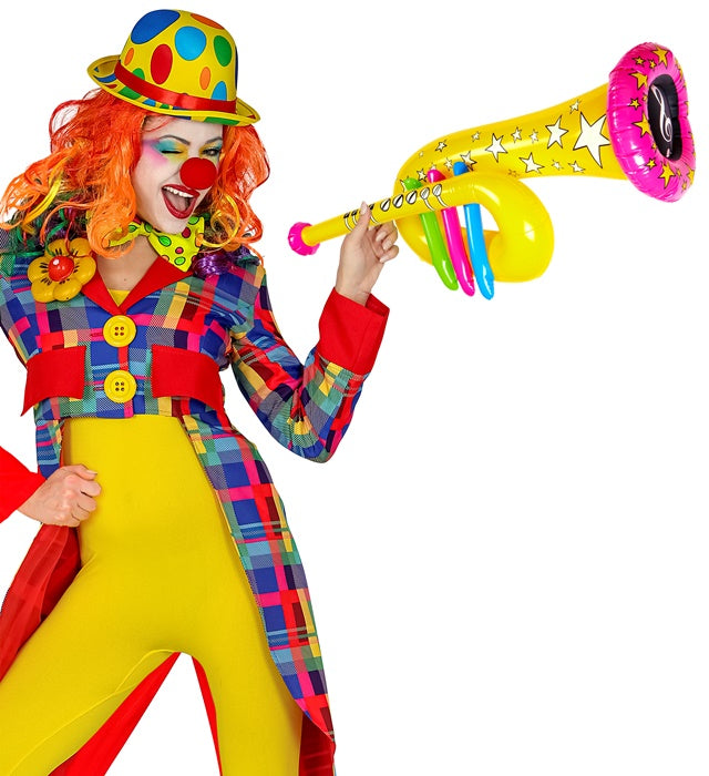 Aufblasbare gelbe Tuba 63 cm als Fasnacht-Accessoire