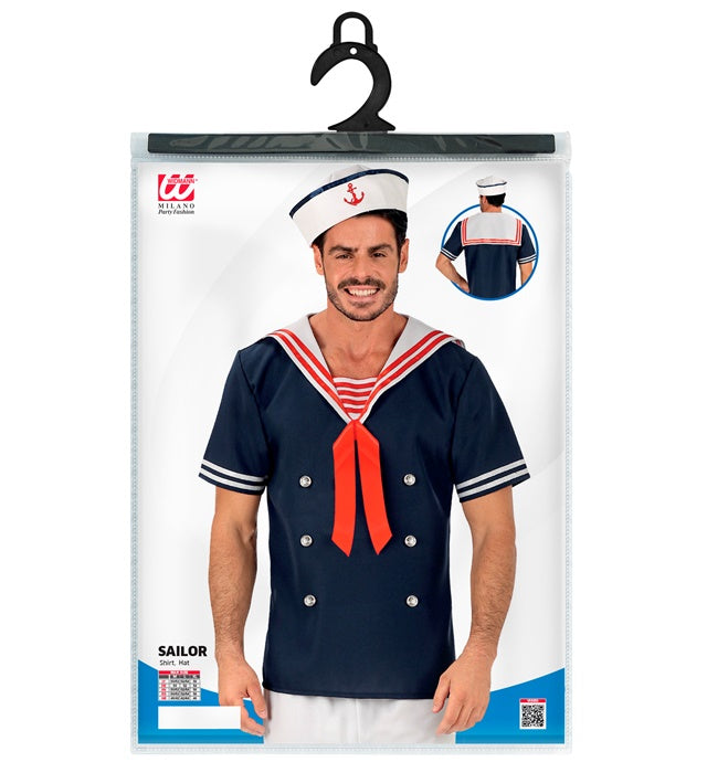 Seemann-Kostüm bestehend aus T-Shirt und Mütze für Fasnacht und Karneval