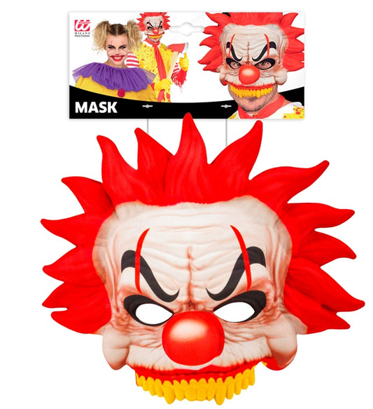 Kinnlose Killerclown Maske aus Stoff in gruseligem Design