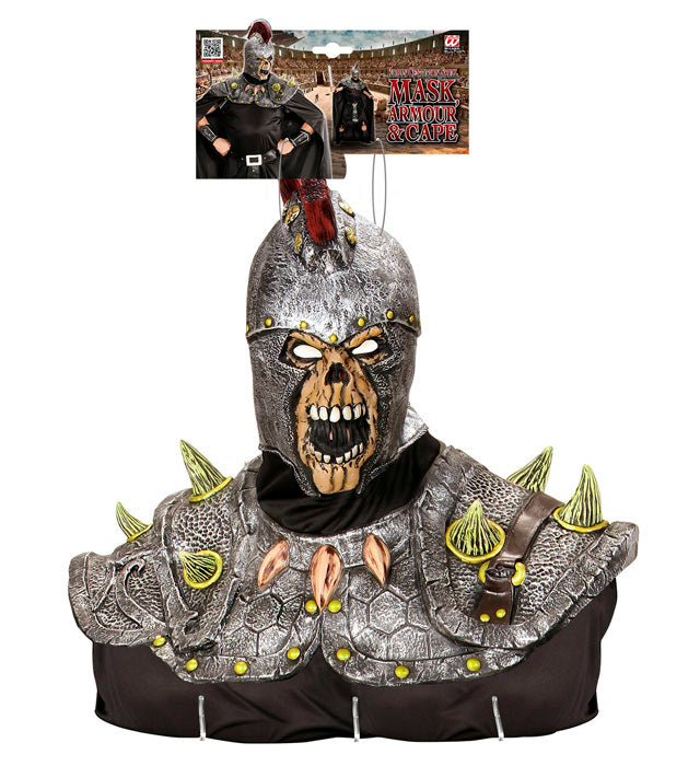 Totenkopf Legionär Maske mit Schulterpanzer und Umhang für Fasnacht