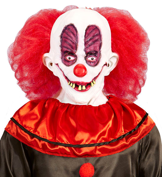 Goofy Clown Maske mit bunten Haaren und Nackenbereich