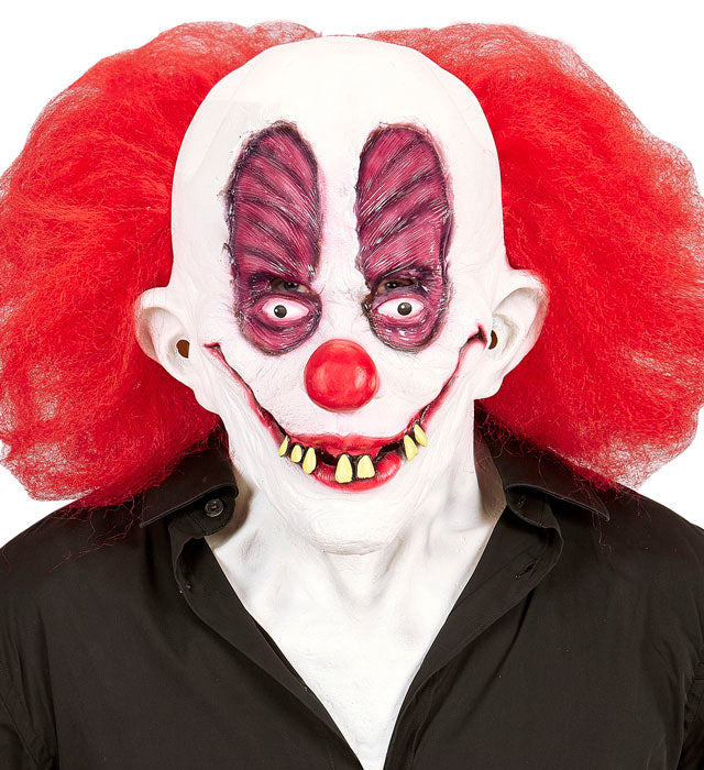 Goofy Clown Maske mit bunten Haaren und Nackenbereich
