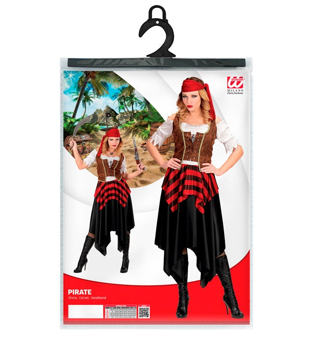 Piratin-Kostüm Set mit Kleid, Korsett und Kopfband für Fasnacht und Karneval