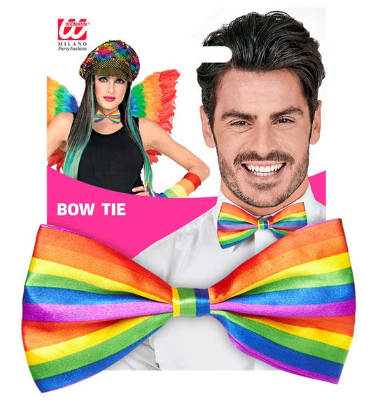 Bunte Regenbogen-Fliege als Accessoire für Fasnacht und Mottopartys