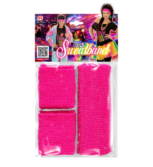 "NEON PINKE SCHWEIßBÄNDER" (Stirnband und 2 Armbänder) Neon - Pink