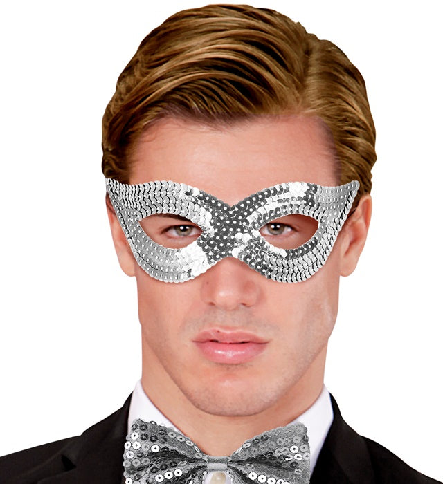 Augenmaske mit silbernen Pailletten für Fasnacht und Karneval