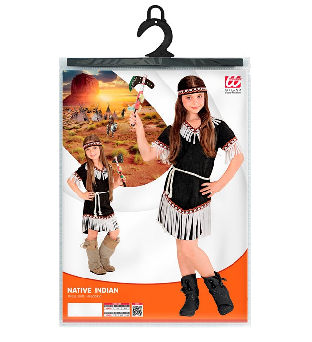 Indianerin Kostüm Set bestehend aus Kleid, Gürtel und Stirnband für Fasnacht und Karneval