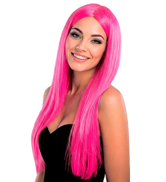 Pinkfarbene Glamour-Perücke für Fasnacht und Karneval
