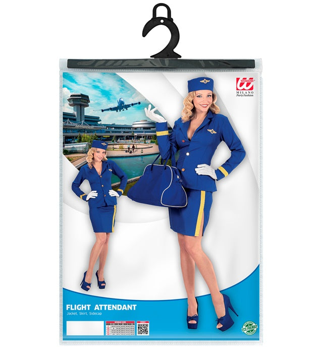 Stewardess-Kostüm mit Jacke, Rock und Mütze für Fasnacht