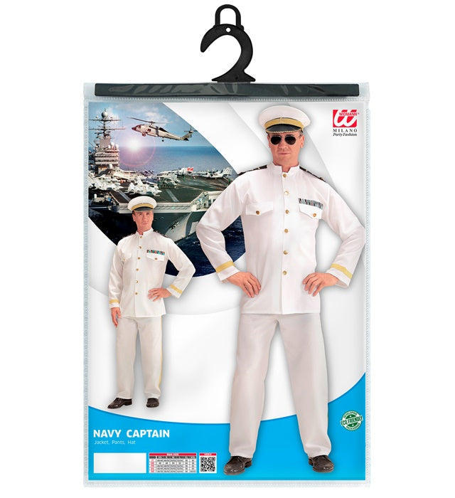 Navy Captain Kostüm mit Jacke, Hose und Kapitänsmütze für Fasnacht