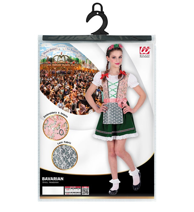 Bayerin Dirndl Kostüm mit passendem Haarreif für Fasnacht und Karneval