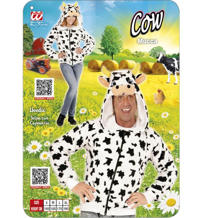 Kuh Fleecejacke mit Kapuze für Fasnacht und Karneval