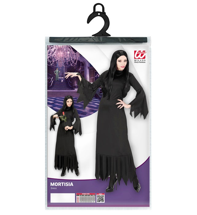 Mortisia Kleid in dunklem Gothic-Stil für Fasnacht und Karneval