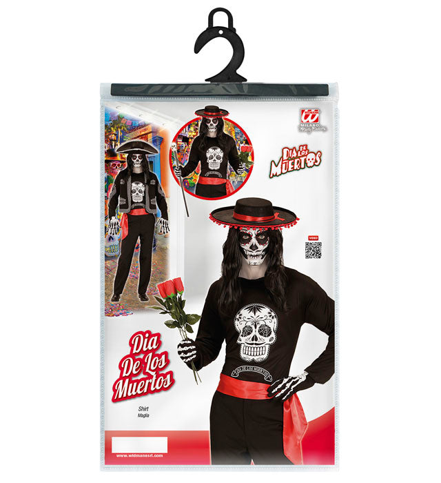 DIA DE LOS MUERTOS Shirt mit buntem Totenkopf-Motiv für Fasnacht und Halloween