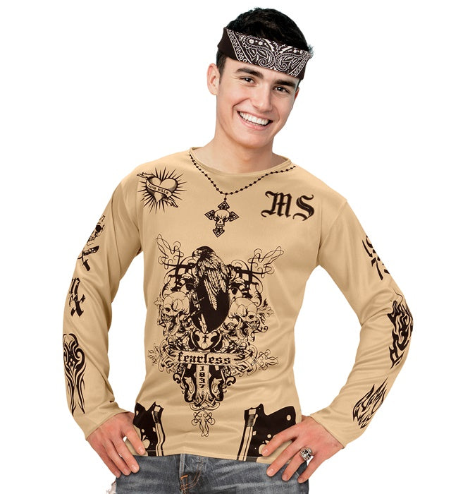 LATINO GANGSTER Shirt mit Tattoo-Print für Fasnacht und Karneval