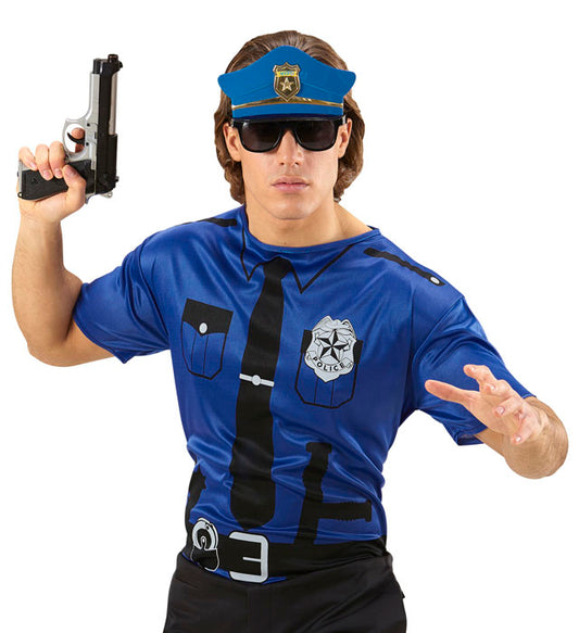 Polizist T-Shirt mit Polizeiemblem für Fasnacht und Karneval