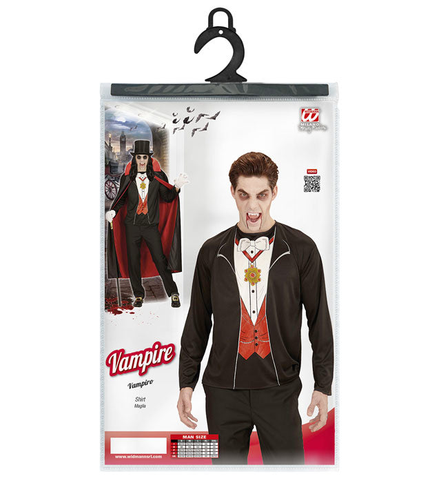 Schwarzes Vampir-Shirt mit stilvollem Motiv für Halloween und Fasnacht