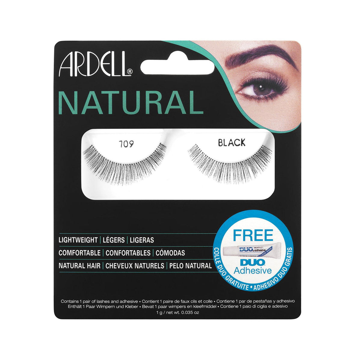 Ardell, Natural, Adhesive, False Eyelashes, 109, Demi Black