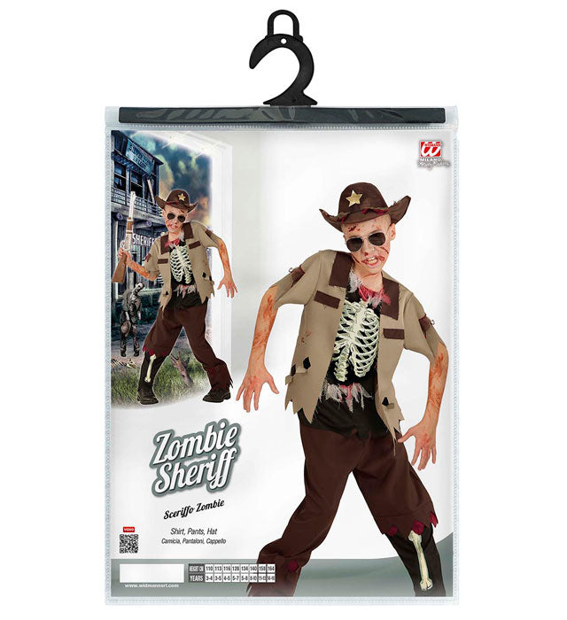 Zombie Sheriff Kostüm bestehend aus Oberteil, Hose und Sheriff-Hut für Fasnacht