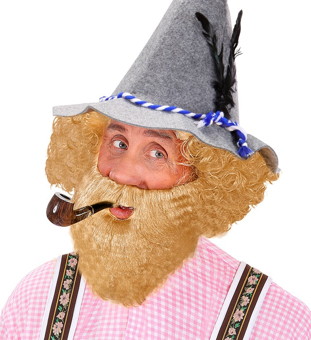 Blonder Bart mit Schnurrbart als Kostümzubehör für Fasnacht und Karneval