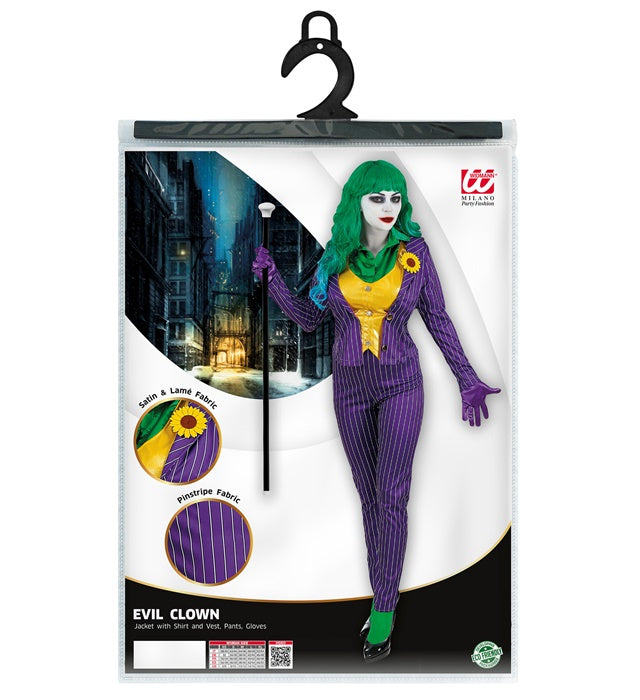 Evil Clown Kostüm Komplettset mit Jacke, Bluse, Weste, Hose und Handschuhen