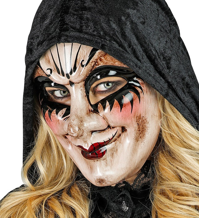 Unheimliche Commedia dell'Arte Maske mit düsterem Ausdruck