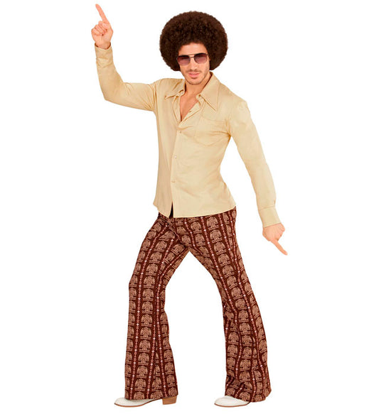 Beiges THE 70s GROOVY STYLE Hemd im Retro 70er Jahre Look