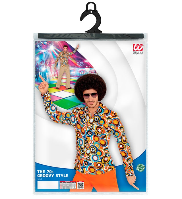 THE 70s Groovy Style Bubbles Hemd mit buntem Blasenmuster im Retro 70er Jahre Design