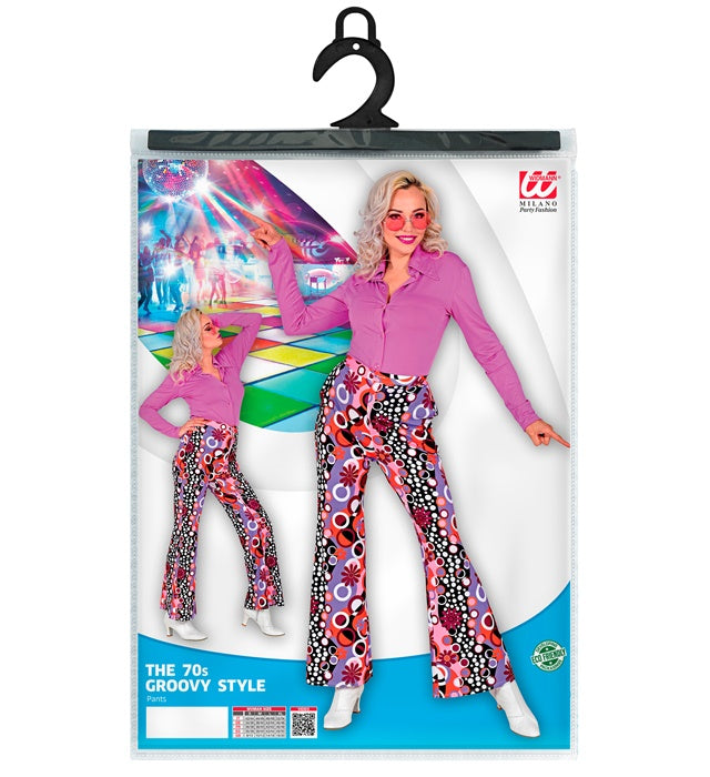 Pinkfarbene 70er Jahre Hose mit Tiny Bubbles Muster für Fasnacht