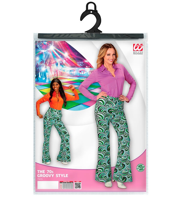 THE 70s GROOVY STYLE Schlaghose mit buntem Wellenmuster im Retro 70er Jahre Stil