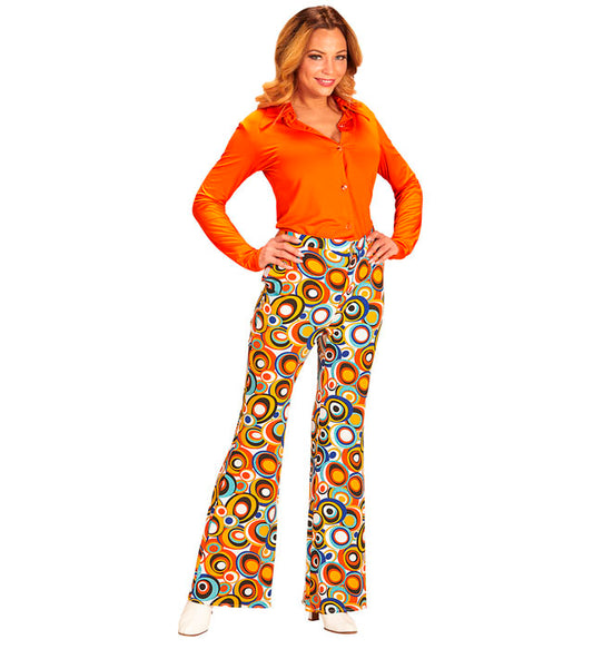 Bunte Schlaghose im 70er Jahre Groovy Style mit psychedelischem Muster