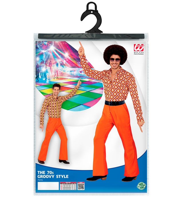 THE 70s GROOVY STYLE orange Hose im 70er Jahre Retro-Stil für Fasnacht