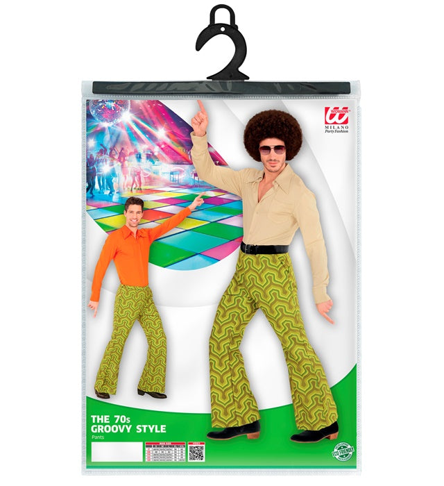 Bunte THE 70s GROOVY STYLE Schlaghose mit psychedelischem Muster für Fasnacht