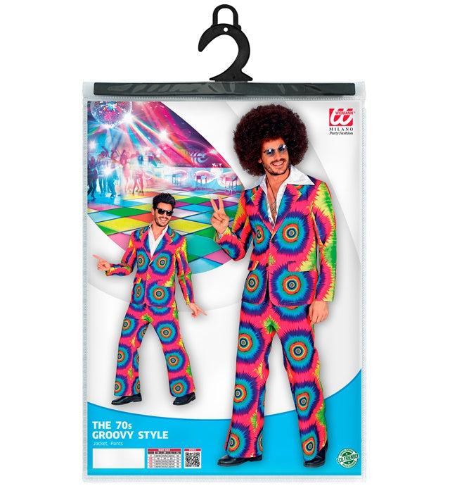 THE 70s GROOVY STYLE buntes Tie Dye Jackett und Hose als Retro Kostüm