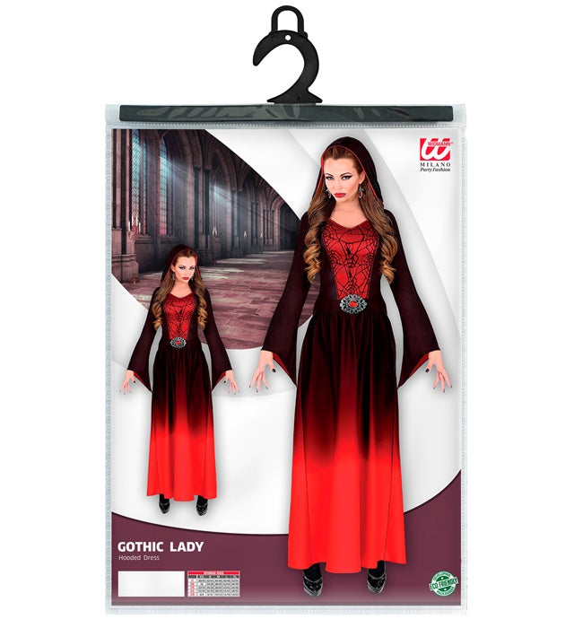 GOTHIC LADY Kleid mit Kapuze in dunklem Gothic-Stil für Fasnacht und Karneval