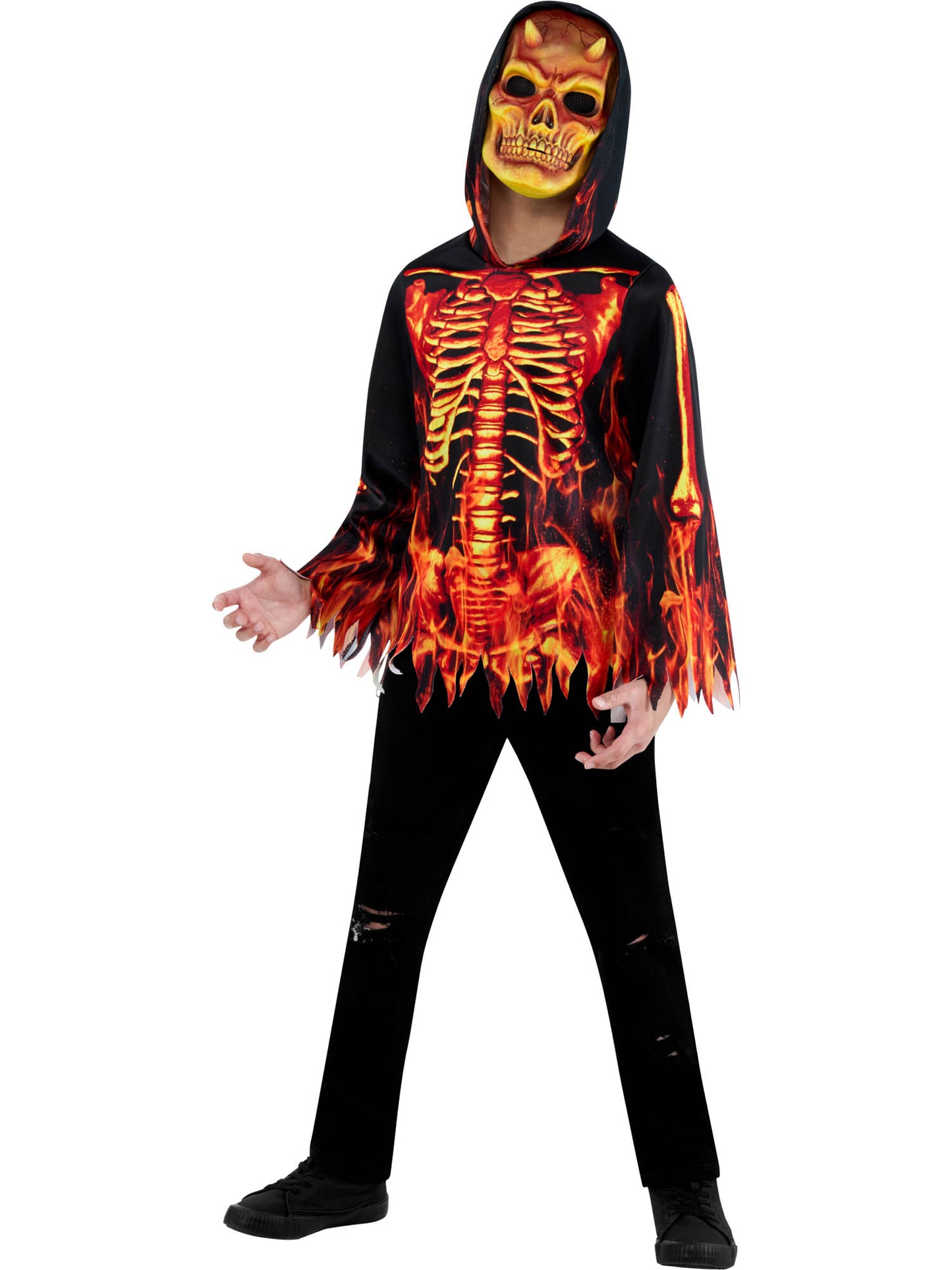 Rubies Fire Devil Kinderkostüm für Jungen mit Kapuzenoberteil und Maske
