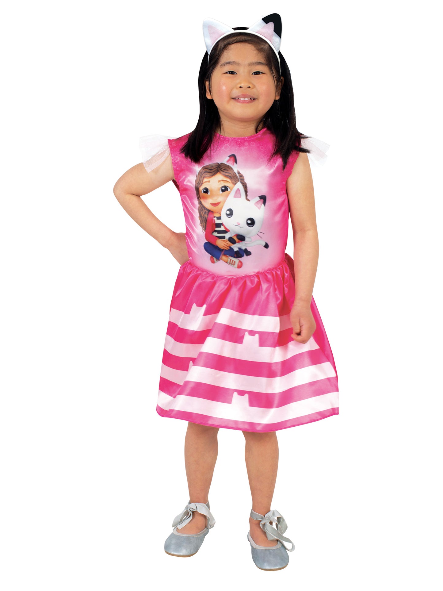 Rubies Pandy Paws Kinderkostüm aus Gabby's Dollhouse mit Kleid und Haarreif – Seitenansicht