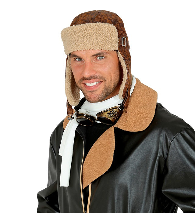Retro Fliegermütze im Pilotendesign für Fasnacht und Karneval